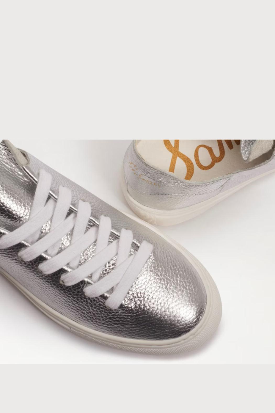 Poppy Lace Up Sneaker- Silver Leather Product Image
