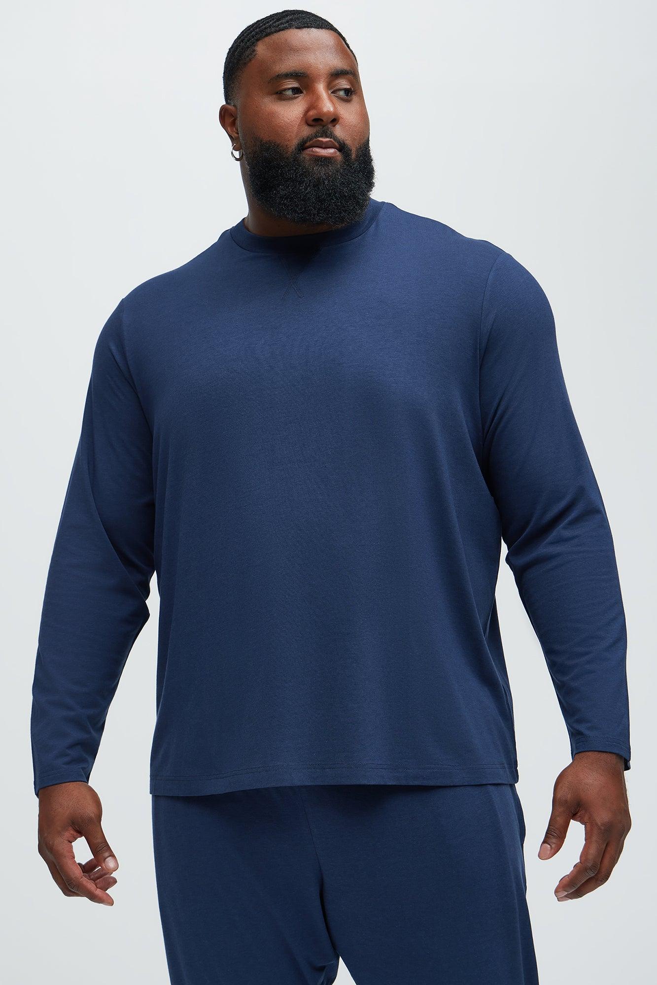 Essential Modal Lounge Long Sleeve Tee - Navy Product Image