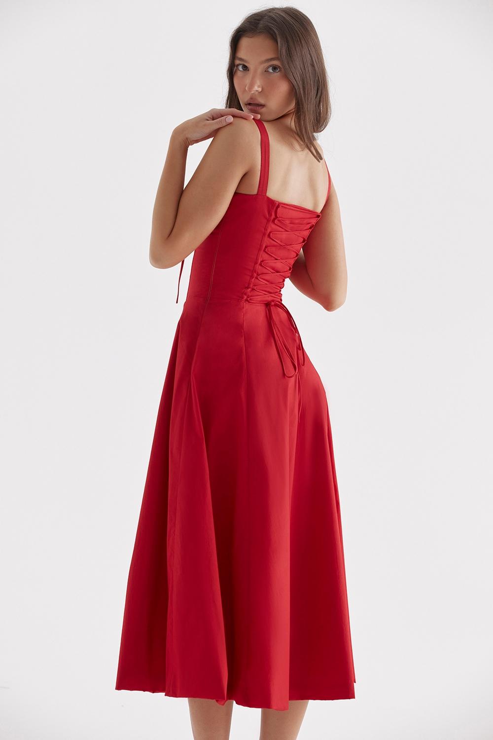 Carmen  red rose bustier sundress Product Image