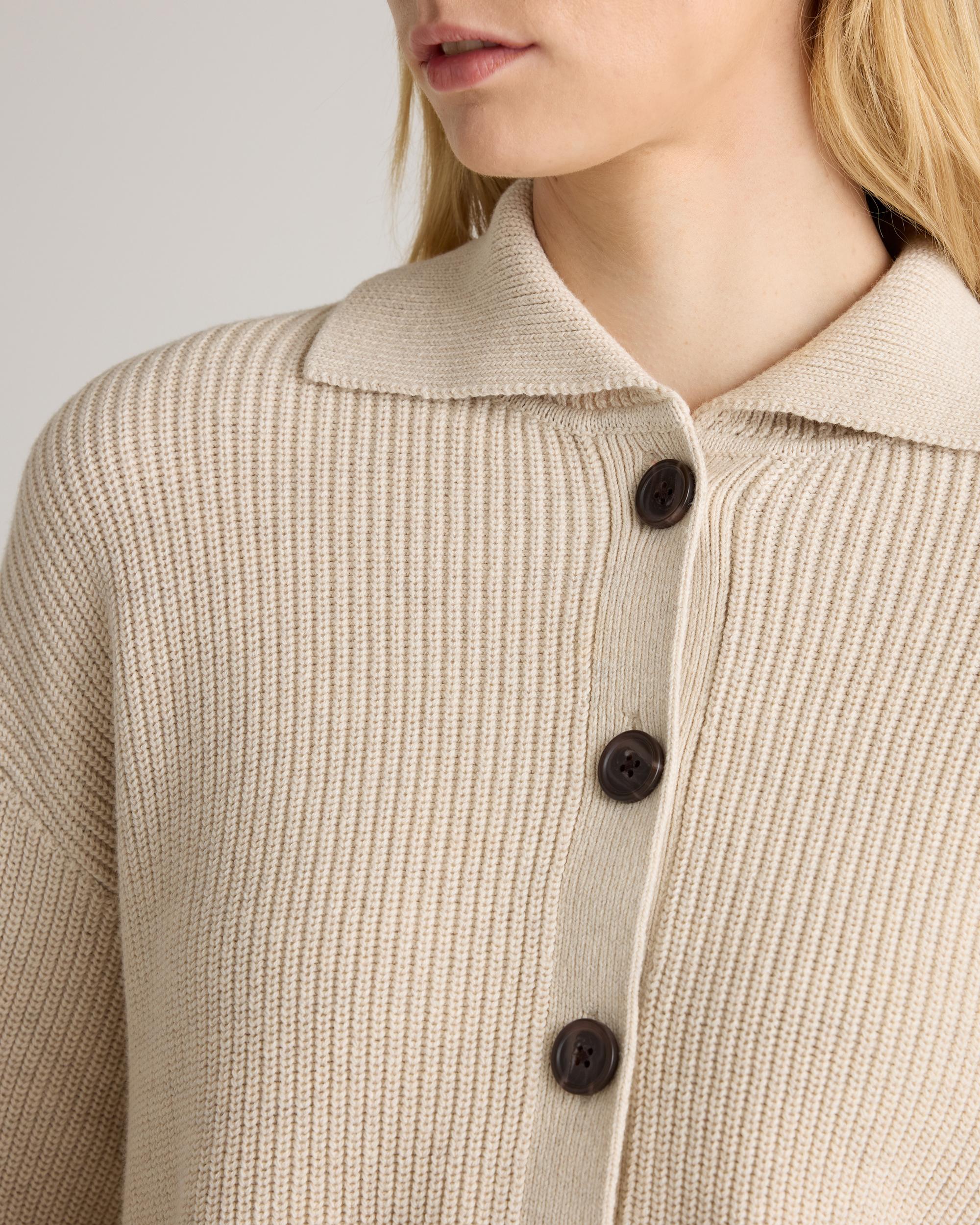 Quince | Women's Fisherman Collared Cardigan Sweater Size XL, Organic Cotton Product Image