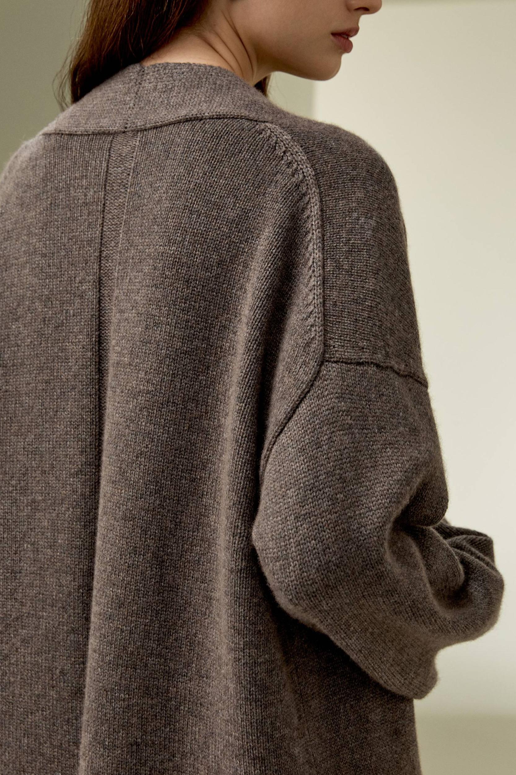 Long Open-Front Knit Cardigan Product Image