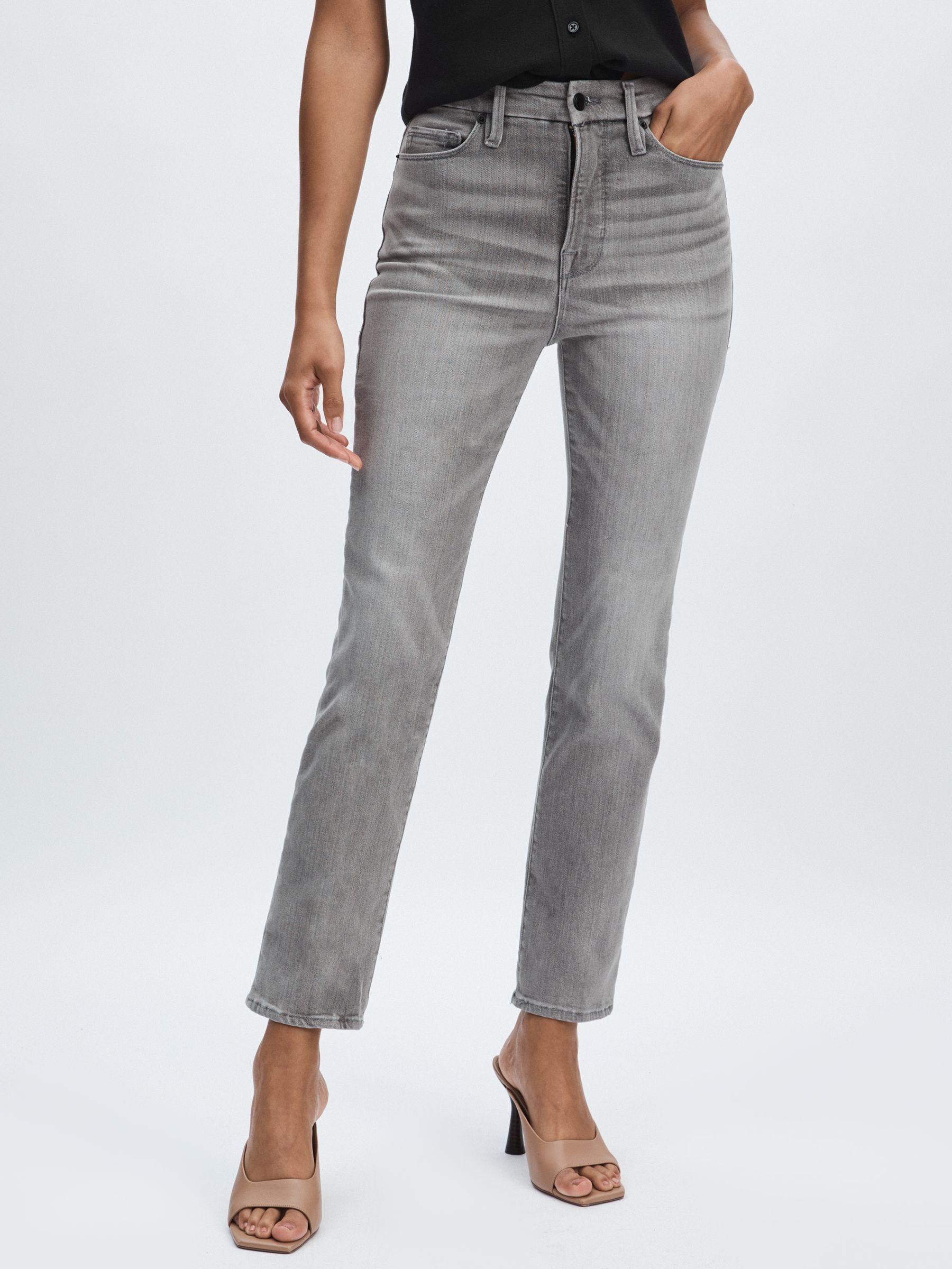 Good American Straight-Leg Jeans in Washed Grey Product Image