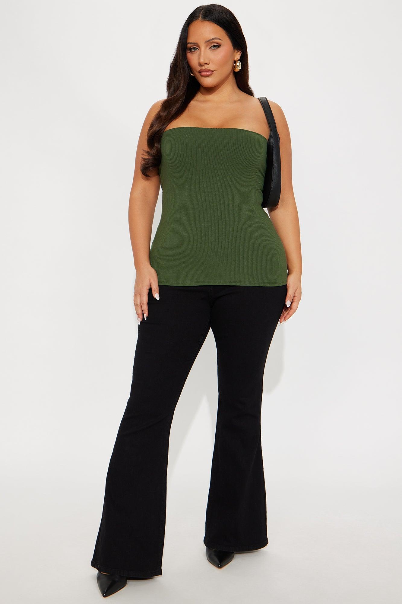 Tessa Ribbed Tube Top - Olive Female Product Image