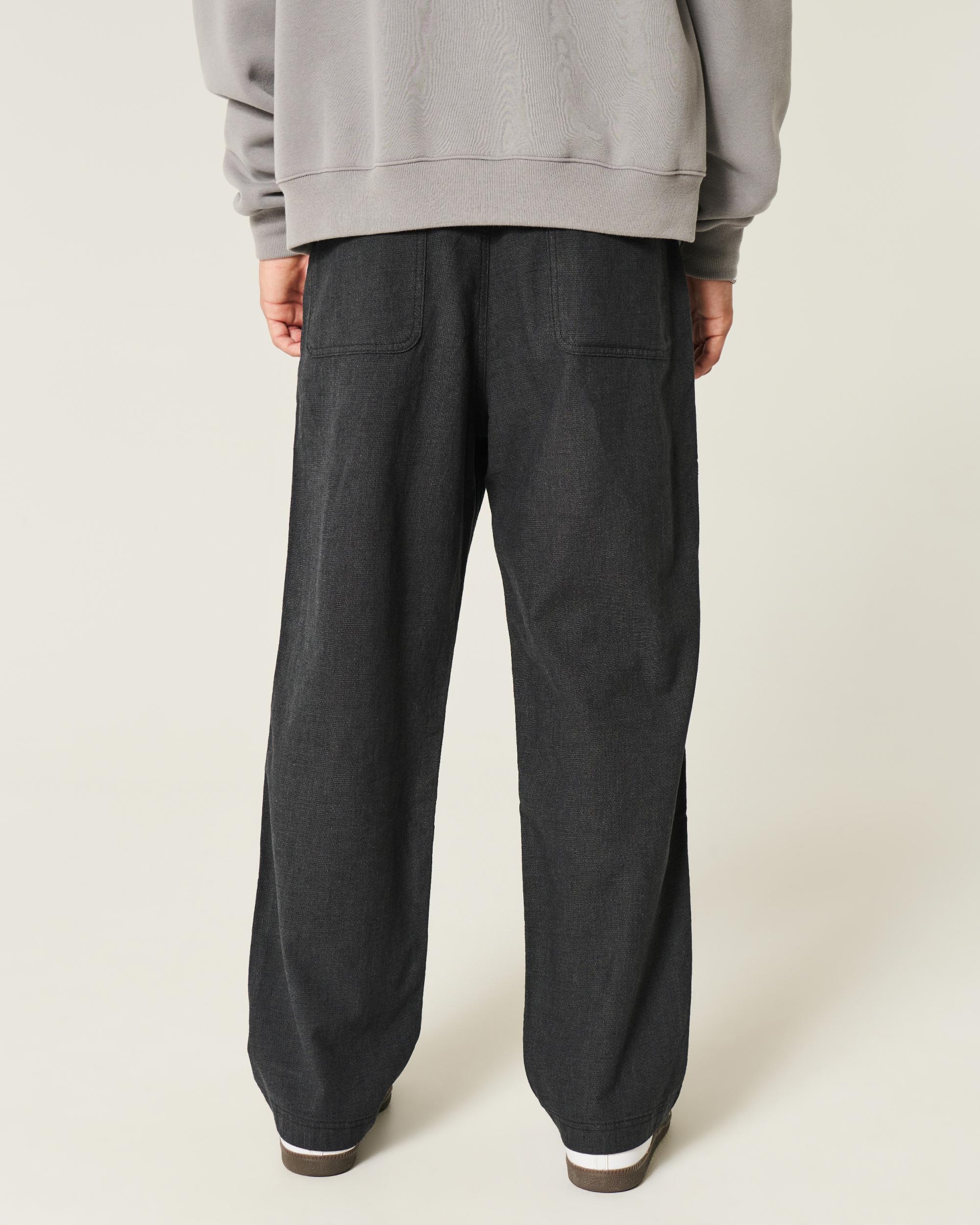 Linen-Blend Flex Waist Baggy Pants Product Image