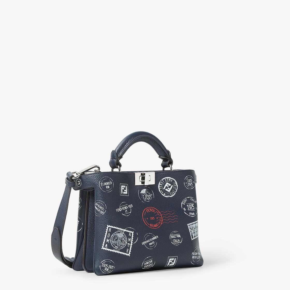 Peekaboo Soft SmallMidnight blue printed leather bag Product Image