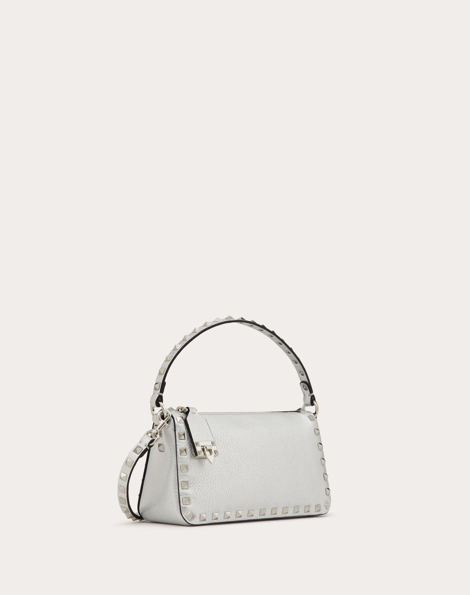 Small Rockstud Grainy Metallic Calfskin Crossbody Bag  Product Image