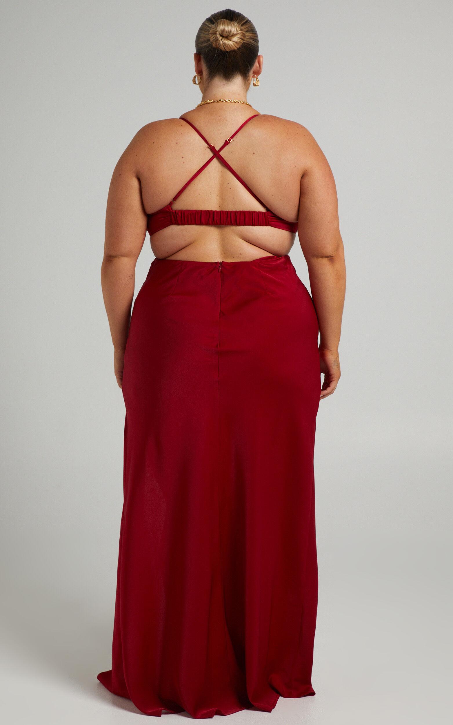 Sophie Maxi Dress - Cowl Neck Cross Back Dress in Red Product Image