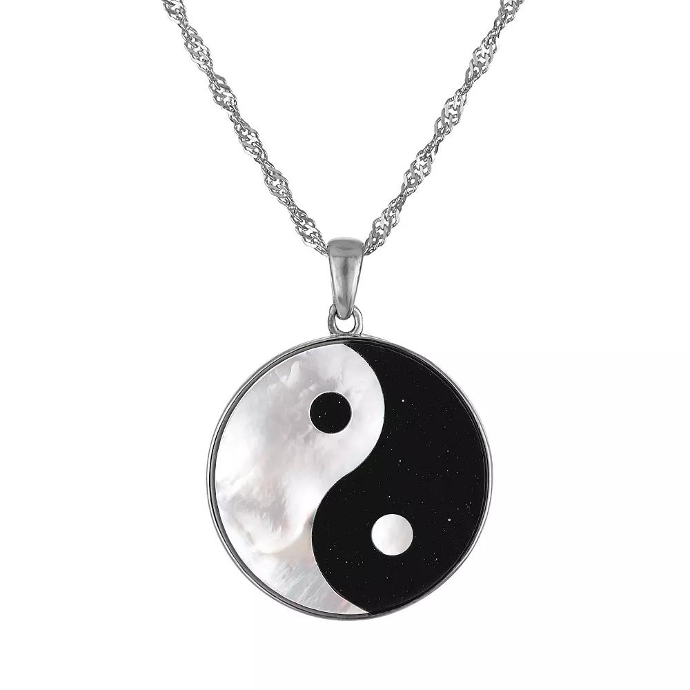 Designs by Gioelli Sterling Silver Black Onyx Ying Yang Pendant Necklace, Womens Product Image