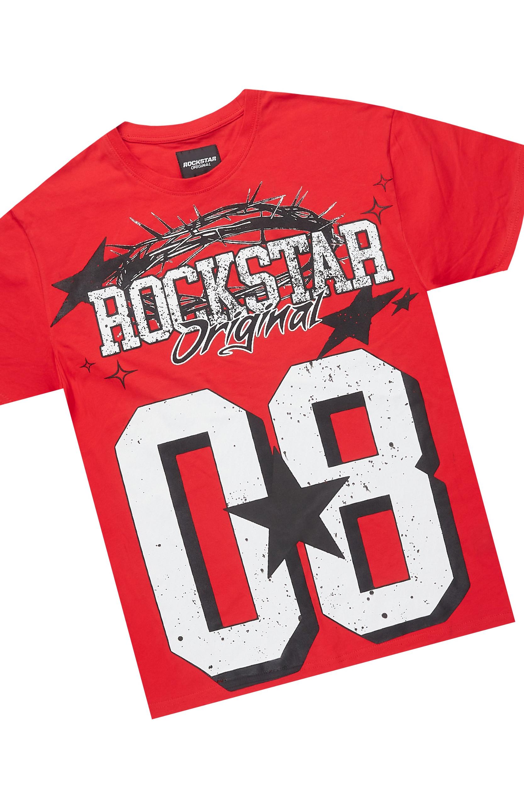 AllStar Red/White T-Shirt Cargo Short Set Male Product Image