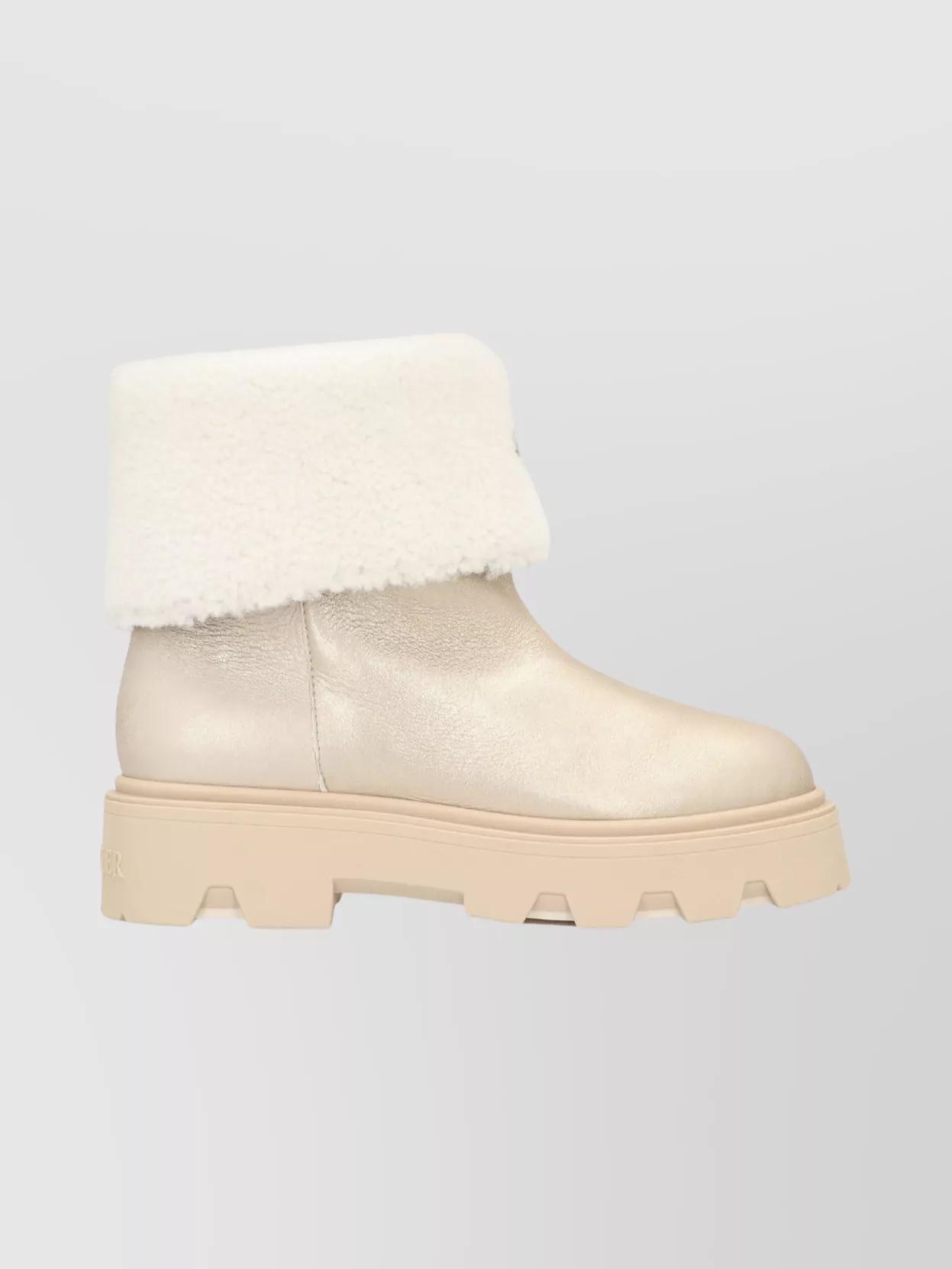 MONCLER Aurea Shearling-trimmed Leather Ankle Boots In Multi Product Image