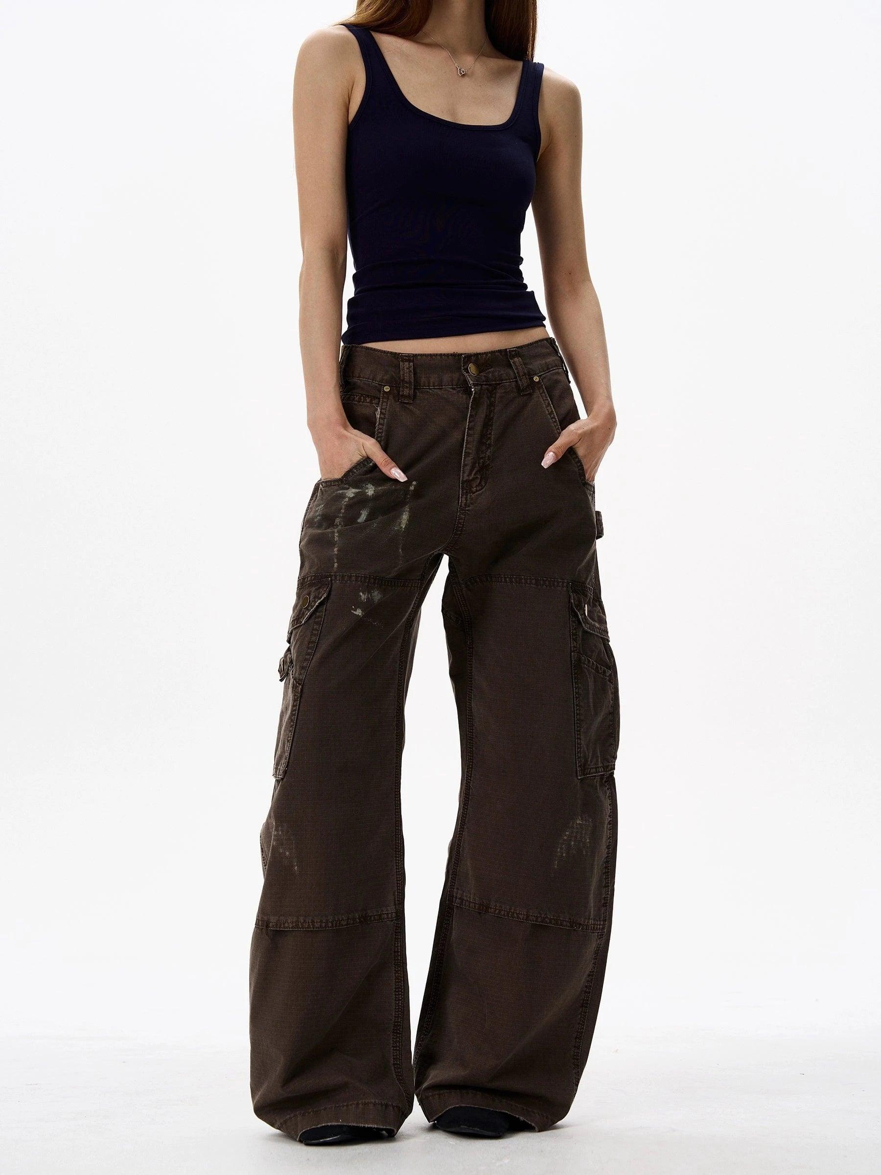 RT No. 18144 BROWN RECONSTRUCTED INDUSTRY WORKWEAR PANTS Product Image