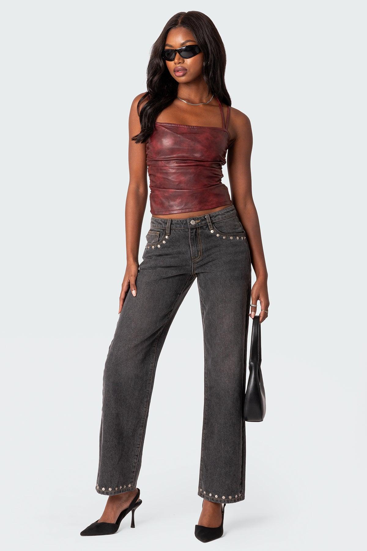 Haze Strappy Faux Leather Top Product Image