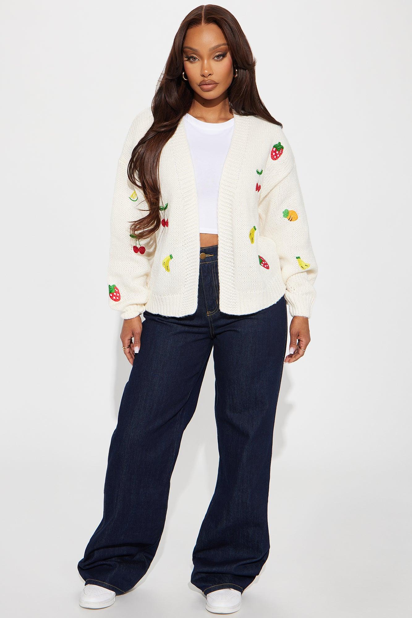 Feeling Fruity Emboridered Cardigan - Ivory/combo Product Image