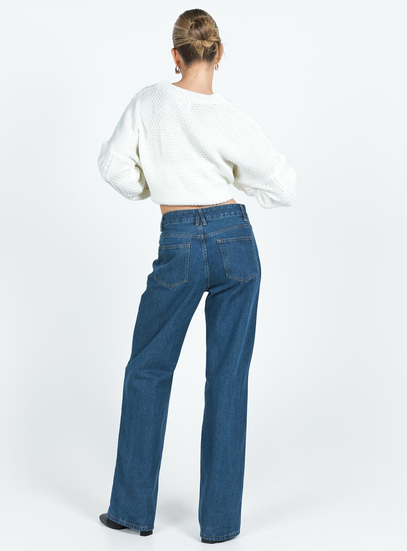 Top Model Low Rise Straight Leg Jeans Dark Denim Product Image