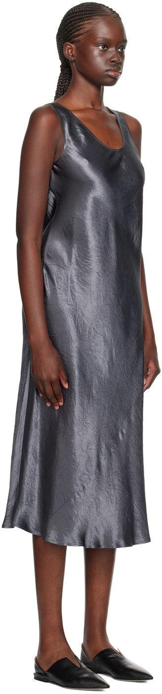 Max Mara Talete Dark Grey Satin Dress Product Image