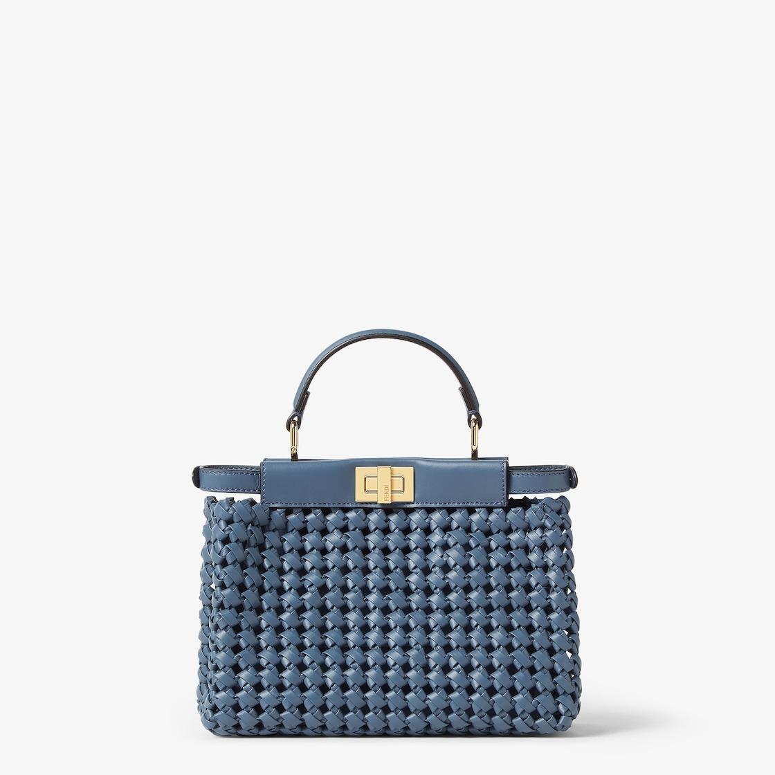 Peekaboo MiniBlue interlaced leather bag Product Image