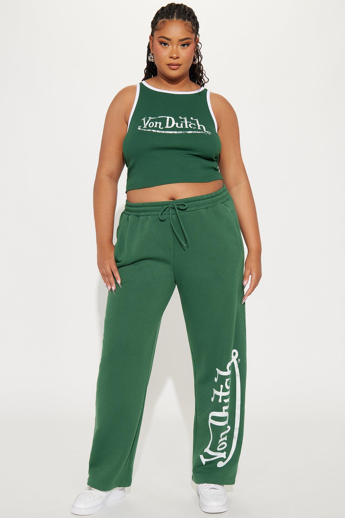 Von Dutch Washed Wide Leg Pant - Hunter Green Product Image