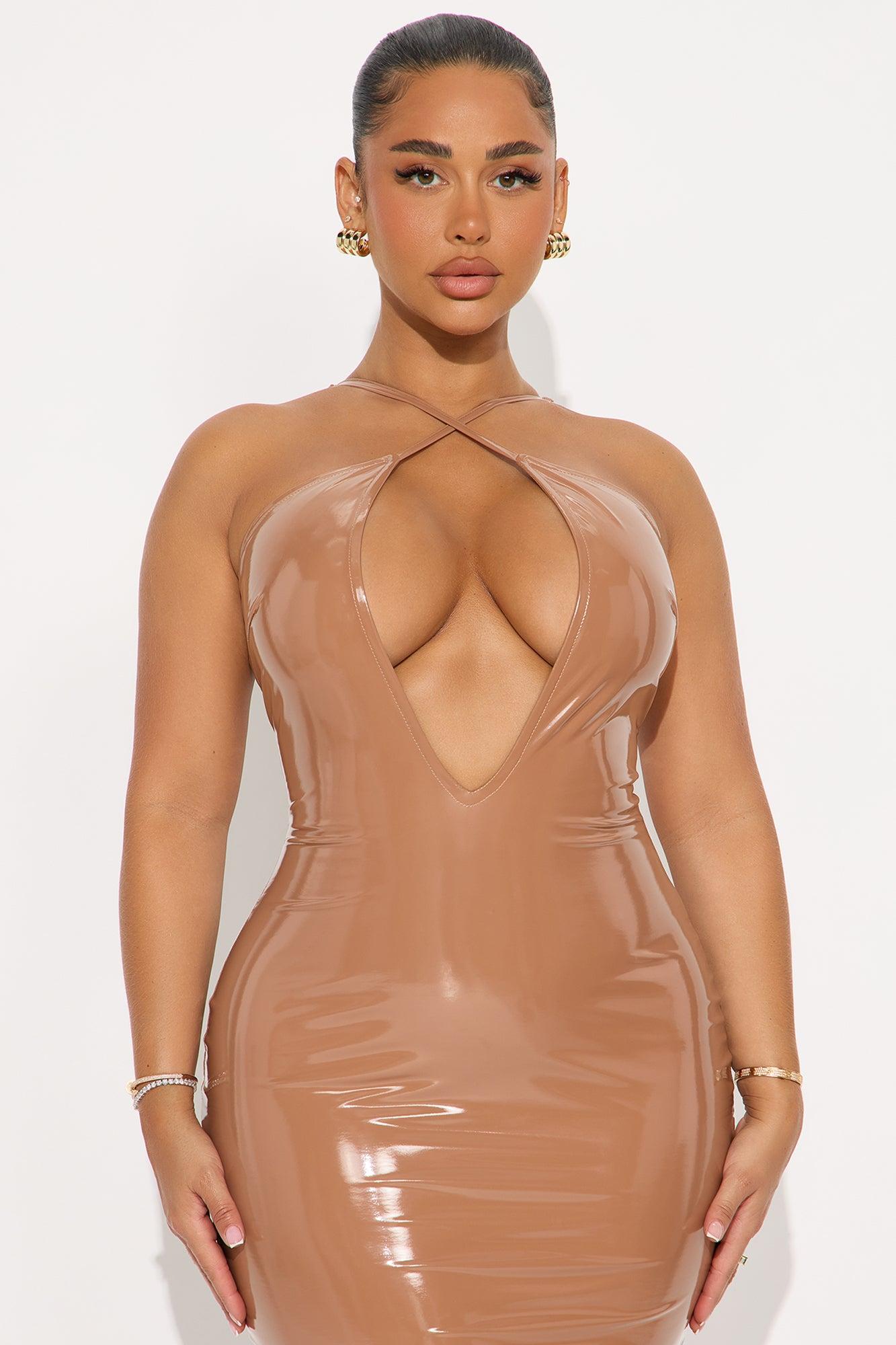Kamari Latex Midi Dress - Taupe Female Product Image