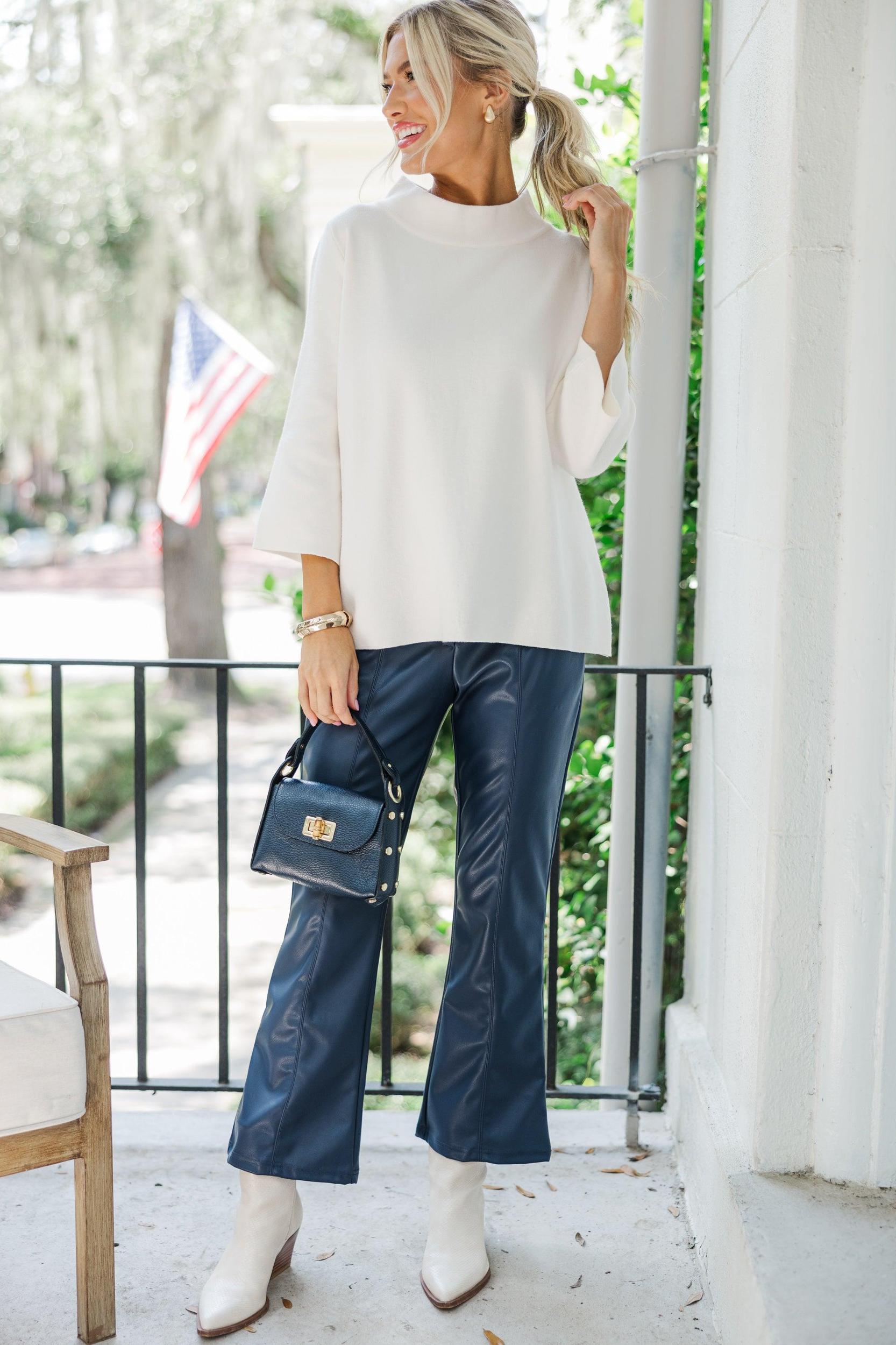 Just A Feeling Cream Mock Neck Sweater Female Product Image