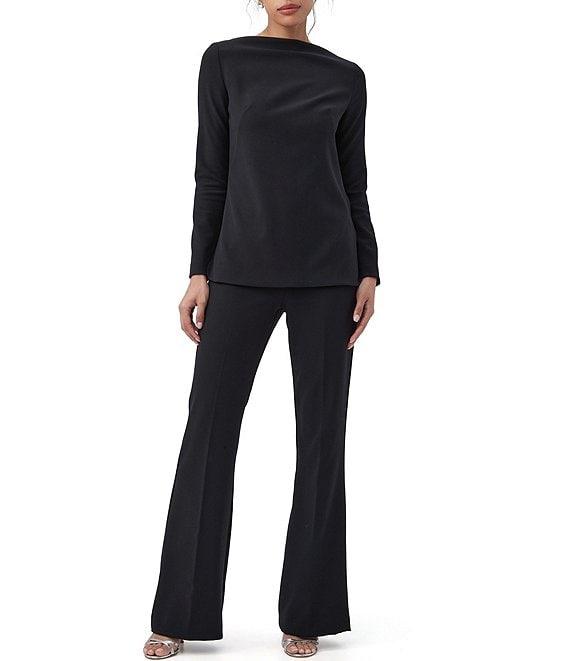 Trina Turk Legend Drape Suiting Boat Neck Long Sleeve Top Product Image