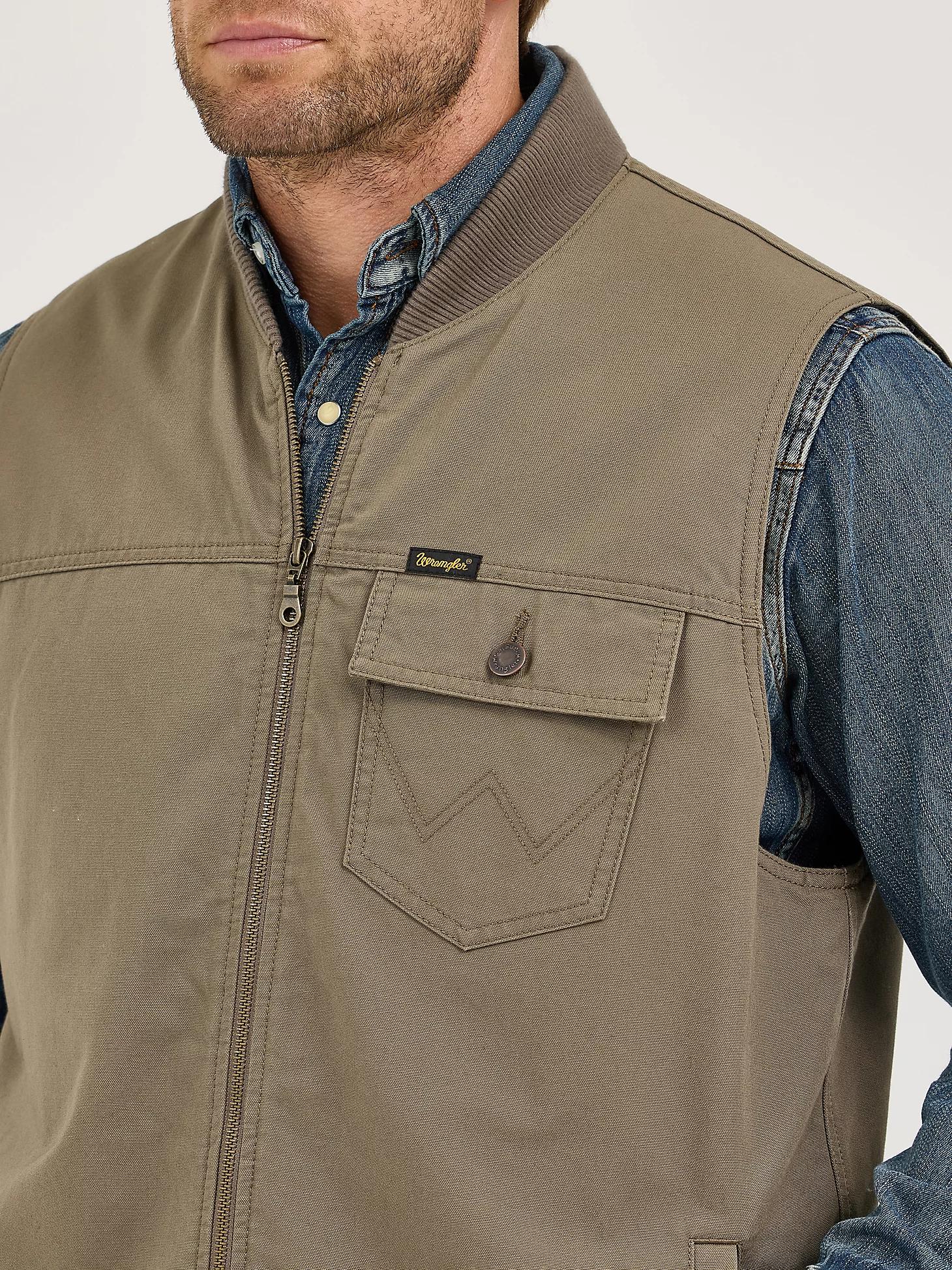 Men's Wrangler Quilt Lined Rancher Vest in Bungee Cord Taupe Product Image
