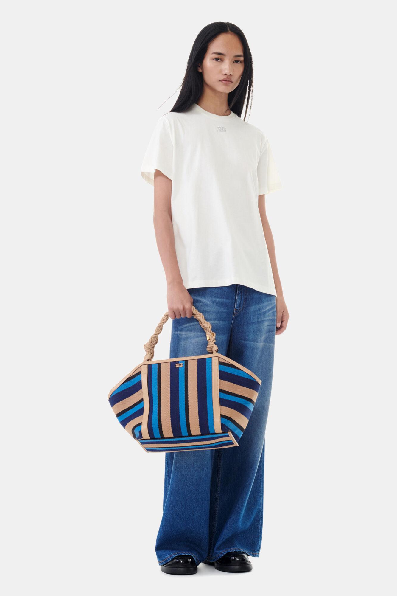 White Basic Jersey Rhinestone Relaxed T-shirt Product Image