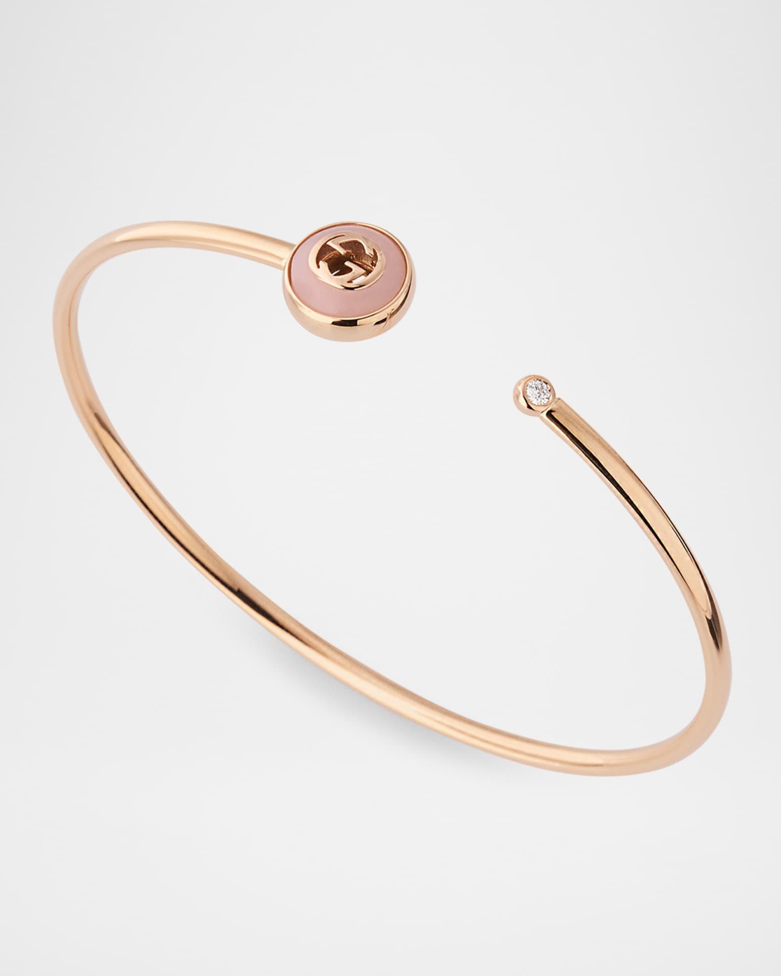 Gucci Interlocking 18K Pink Gold Flex Bracelet with Diamond and Opal Product Image