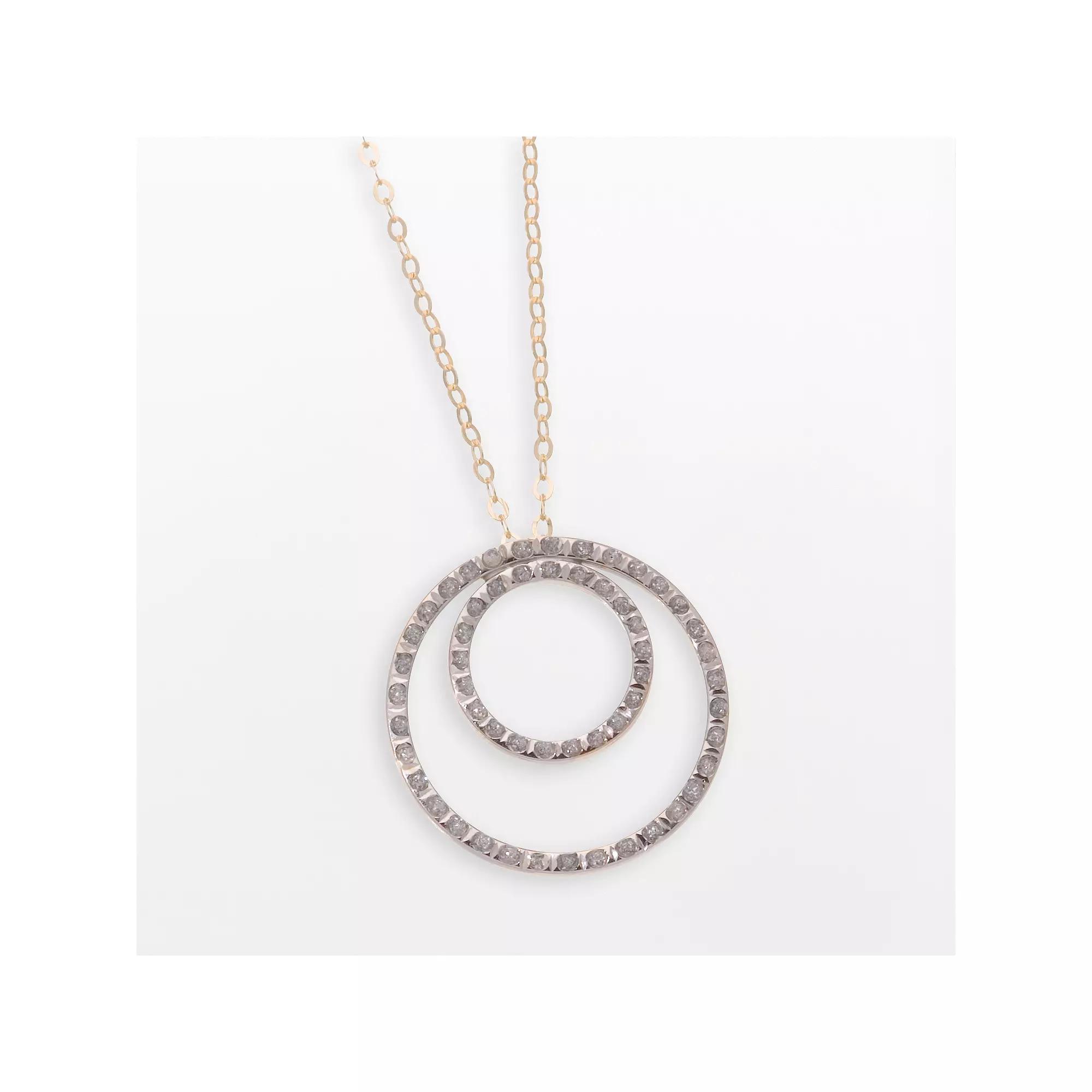 Diamond Fascination® 14k Gold Double-Circle Pendant, Women's, Size: 18" Product Image