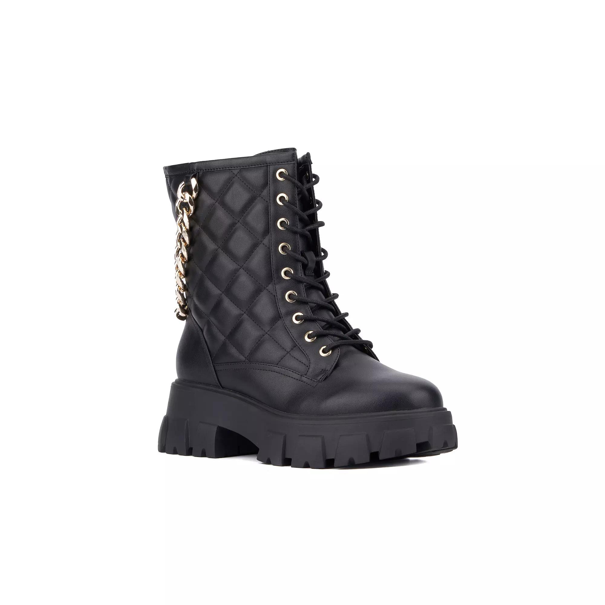 Women's Fashion to Figure Jane Wide-Width Combat Boots, Size: 8 Wide, Black Product Image