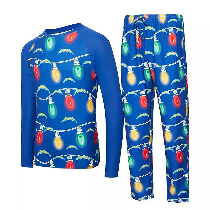 Men's Concepts Sport Royal Los Angeles Chargers Garland Knit Raglan Long Sleeve T-Shirt and Pants Set,  Product Image