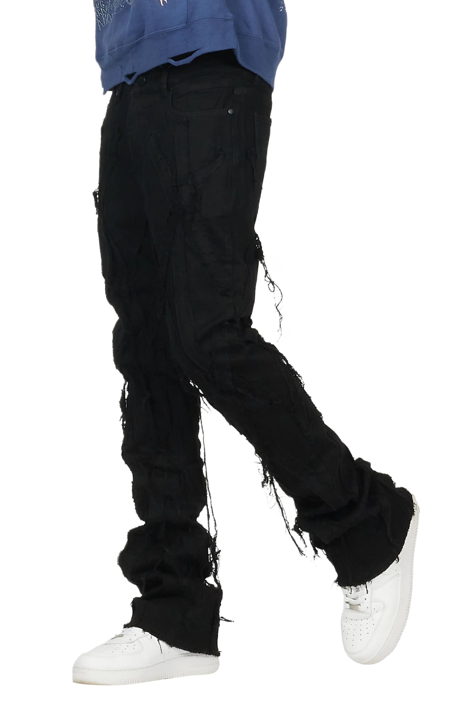Gennaro Black Stacked Flare Jean Male Product Image