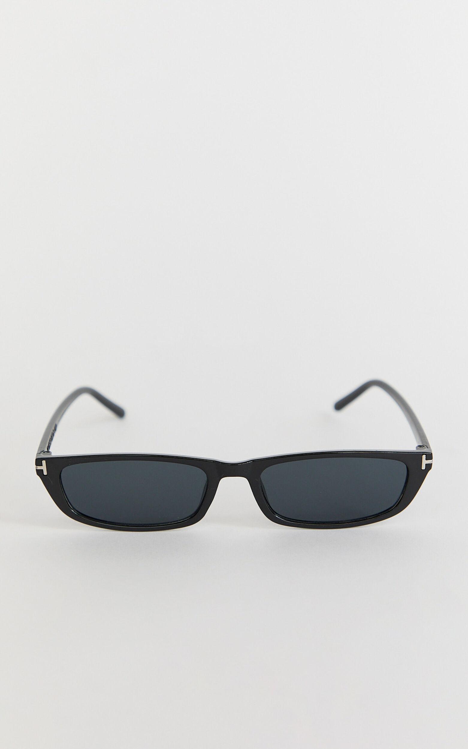Colette Sunglasses - Small Rectangle Sunglasses in Black Product Image