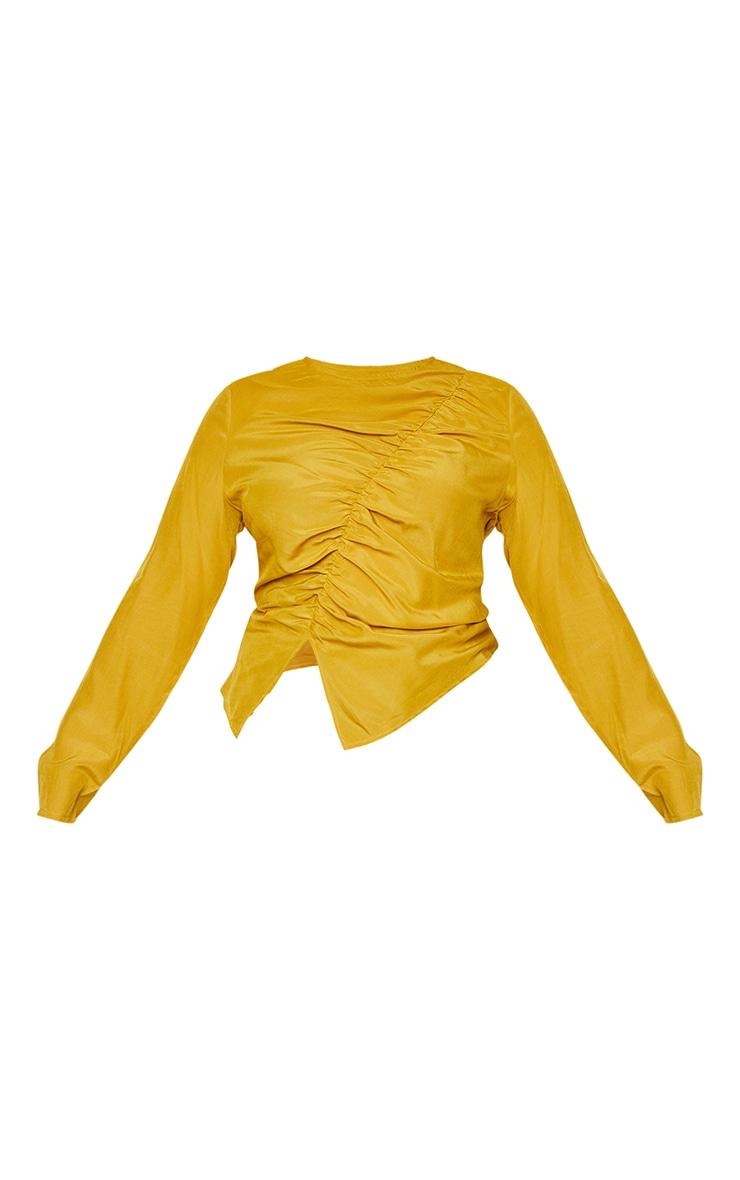 Plus Chartreuse Ruched Front Blouse Product Image