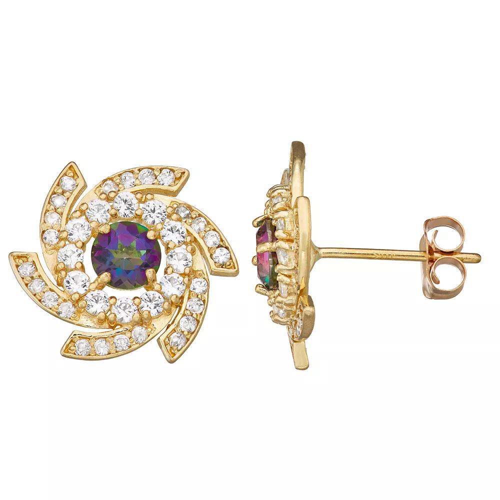 Designs by Gioelli 10k Gold Gemstone Swirl Stud Earrings, Women's, Mystic Topaz Product Image
