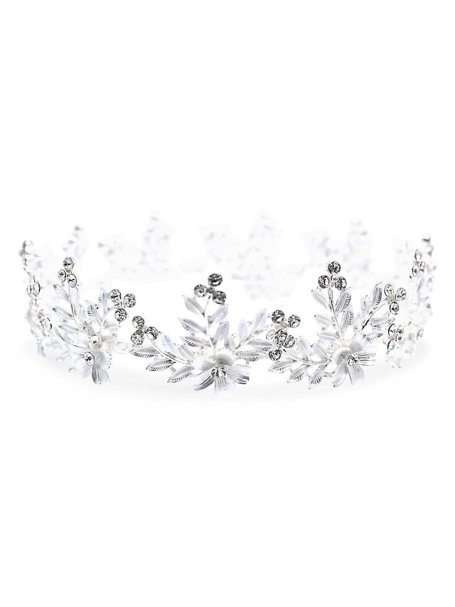 Womens Rhinestone Floral Wreath Crown Product Image