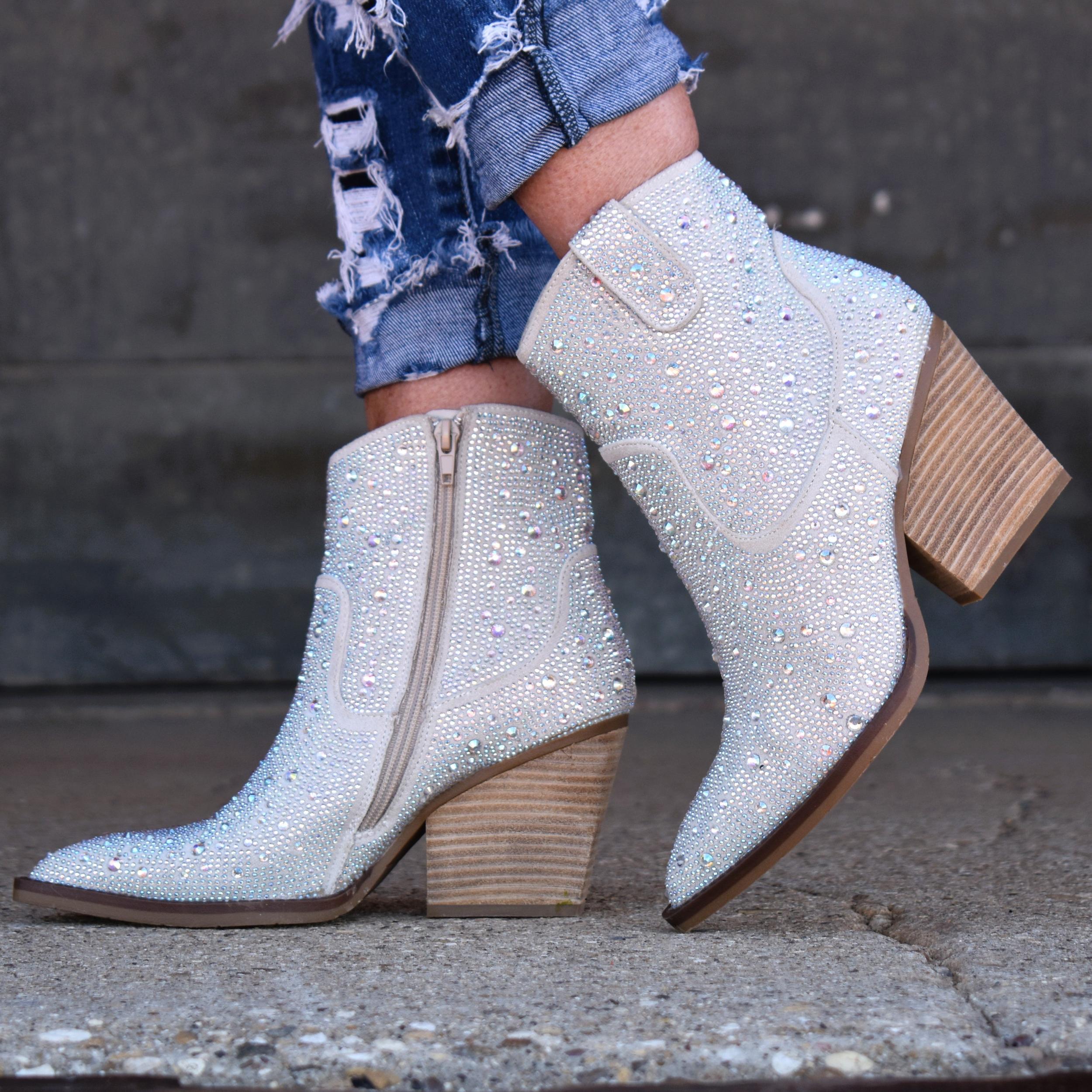 "Kady" Silver Rhinestone Booties* Product Image