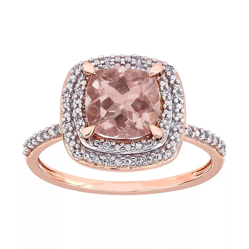 Stella Grace 14k Rose Gold Morganite & 1/3 ct. T.W. Diamond Cushion Ring, Women's,  Product Image