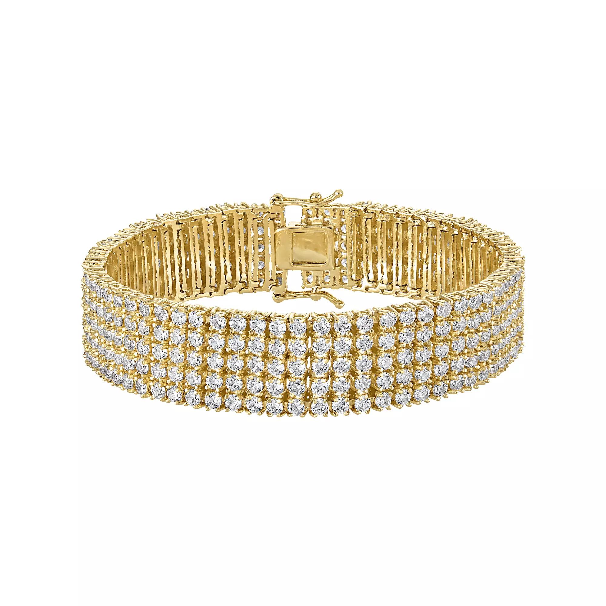 Ivy Sharpe Plated 5-Row Cubic Zirconia Tennis Bracelet, Women's, Size: 7.25", Gold Tone Product Image