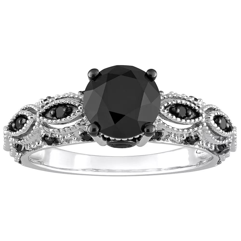 Stella Grace 10k White Gold 2 Carat T.W Black Diamond Engagement Ring, Women's,  Product Image
