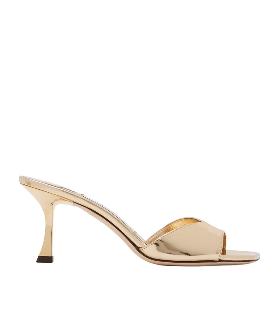 JIMMY CHOO Skye 70 Metallic Leather Sandals In Gold Product Image