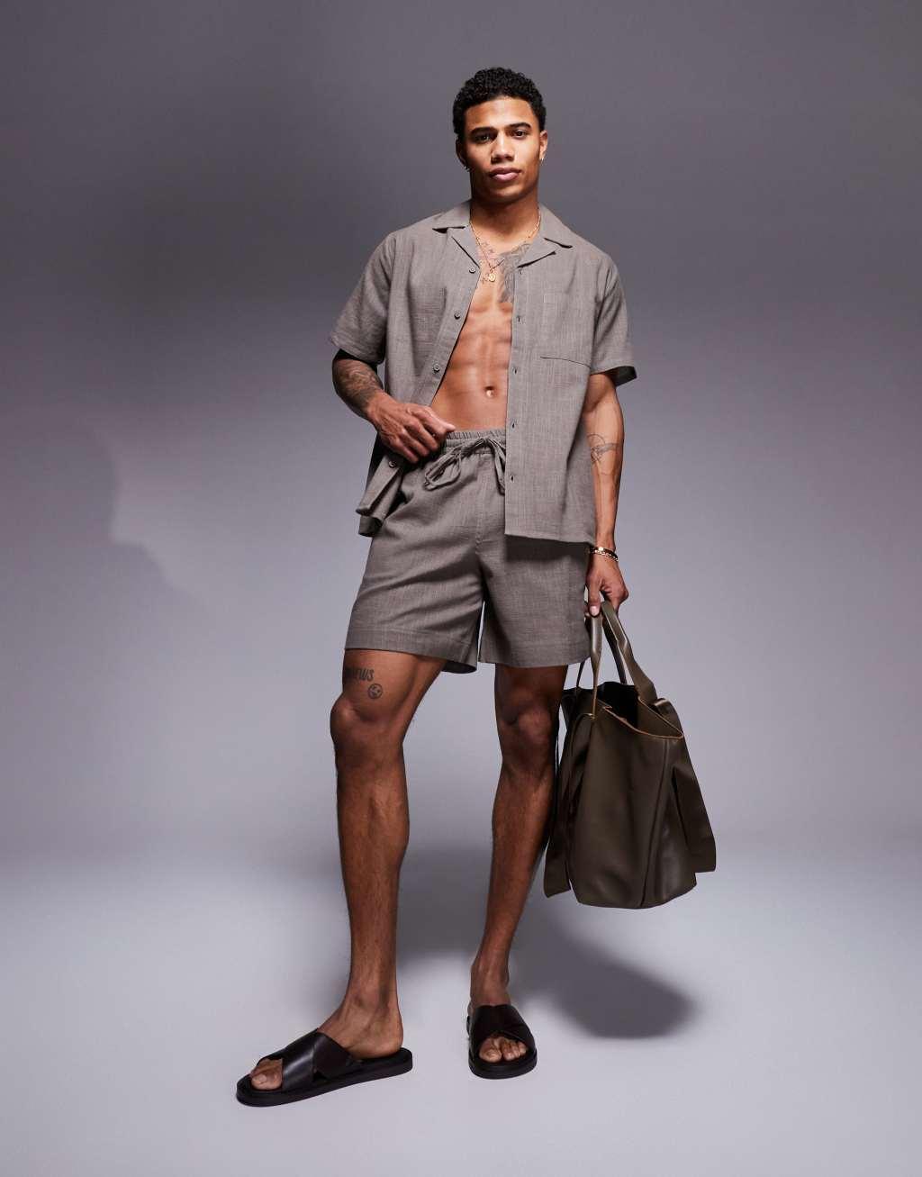 South Beach textured beach short in gray - part of a set Product Image