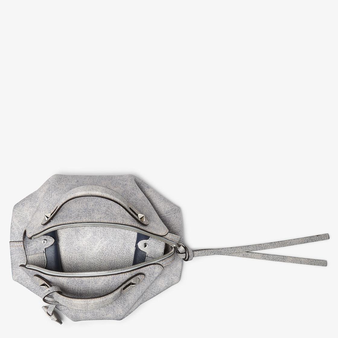 By The Way Soft MediumGray leather bag with a faded denim effect. Product Image