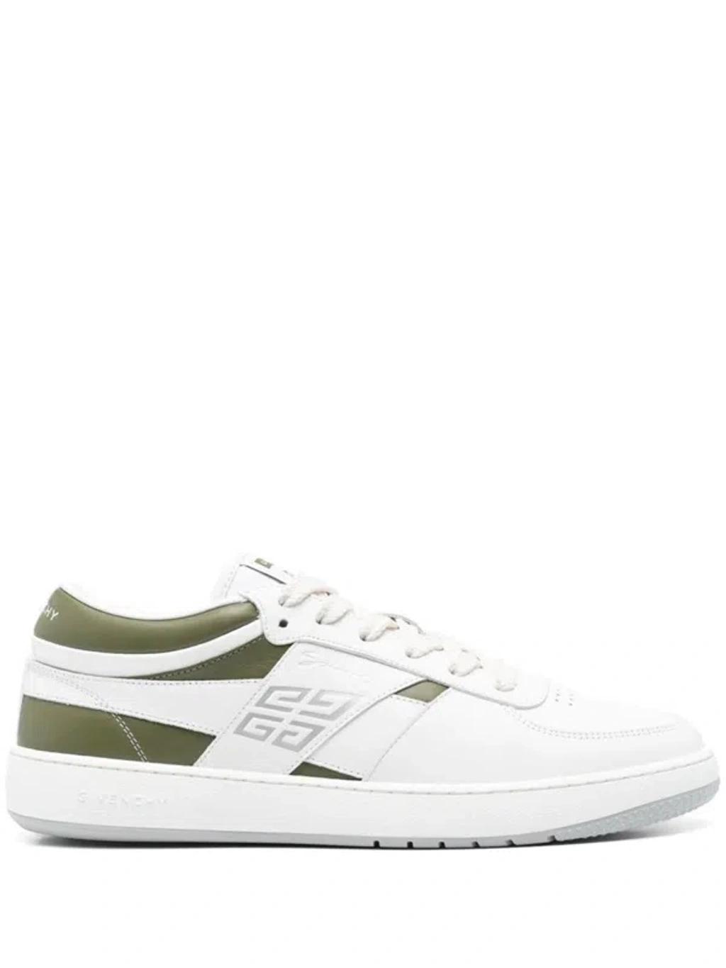 GIVENCHY Leather Sneakers With Rubber Sole And Panelled Design In White Product Image