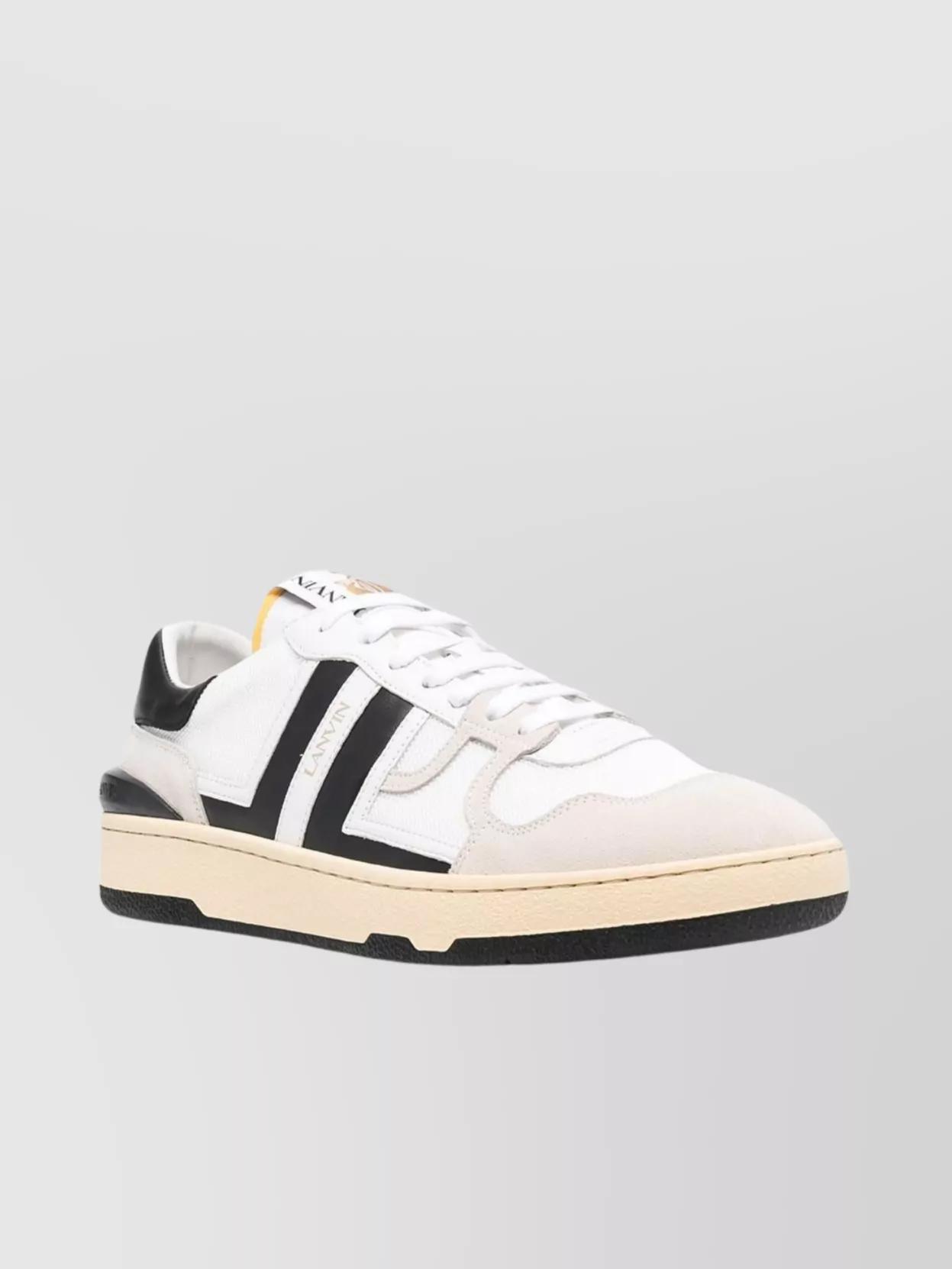 LANVIN Black And White Leather Clay Low Mesh Sneakers Product Image