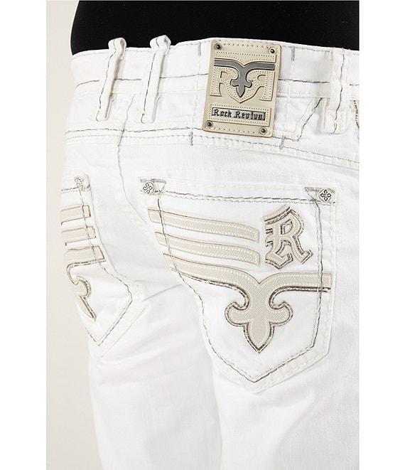 Rock Revival Justin Inverted-Fleur-De-Lis Pocketed Straight-Leg Jeans Product Image