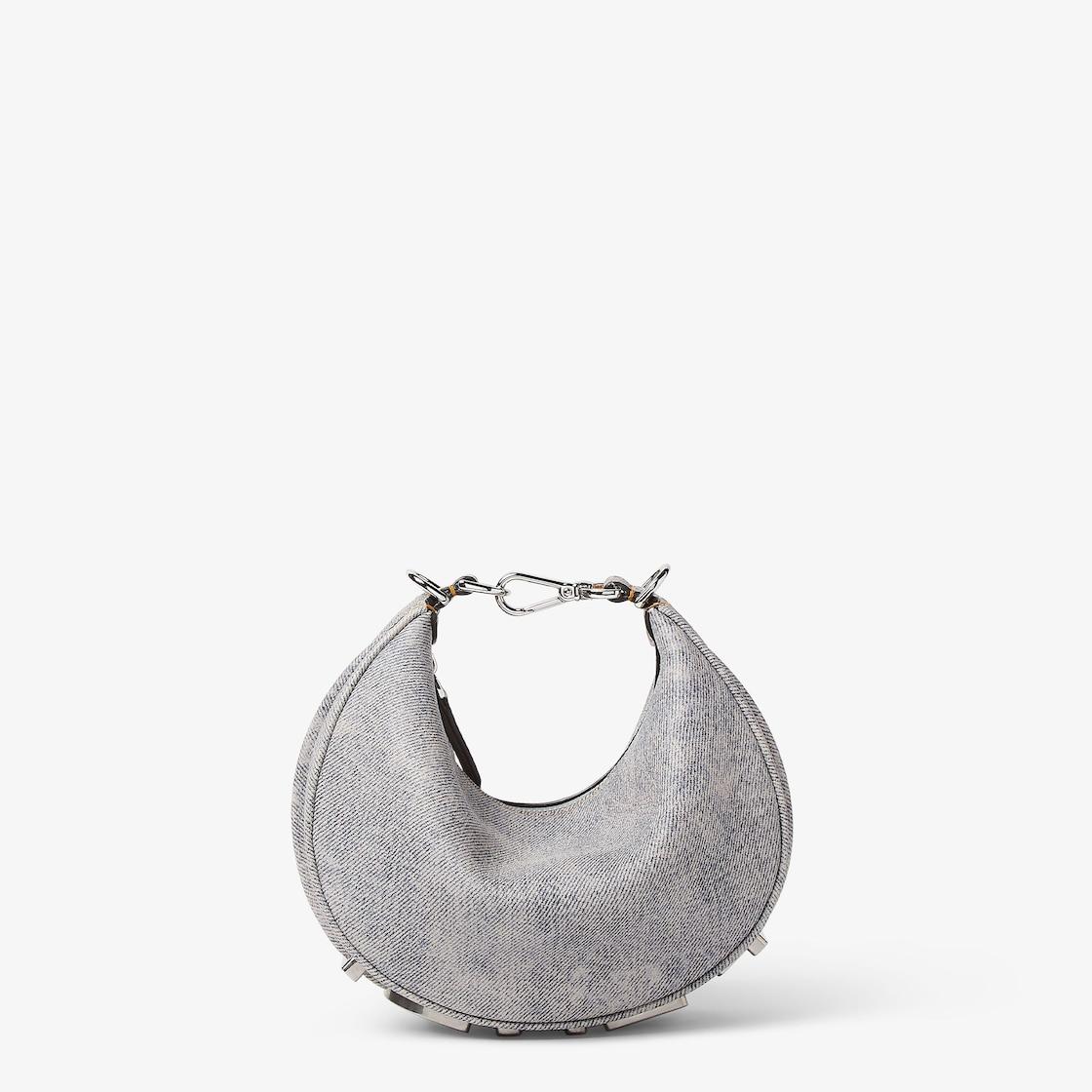 Fendigraphy MiniGray washed denim-effect leather mini-bag Product Image