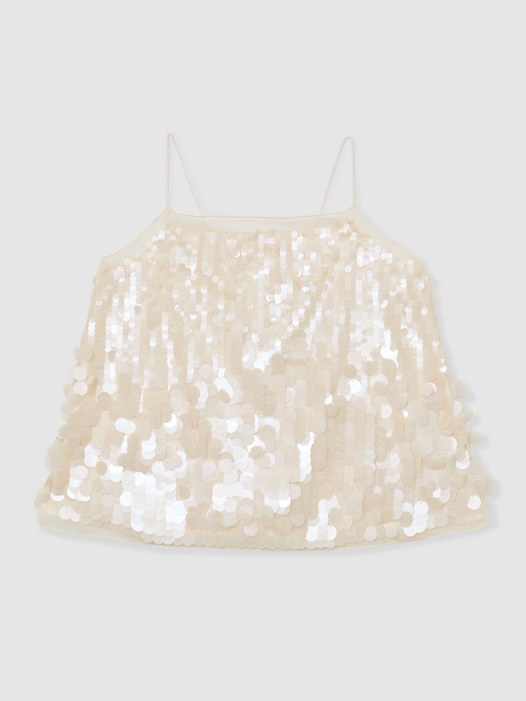 Sequin Cami Top in Cream Product Image
