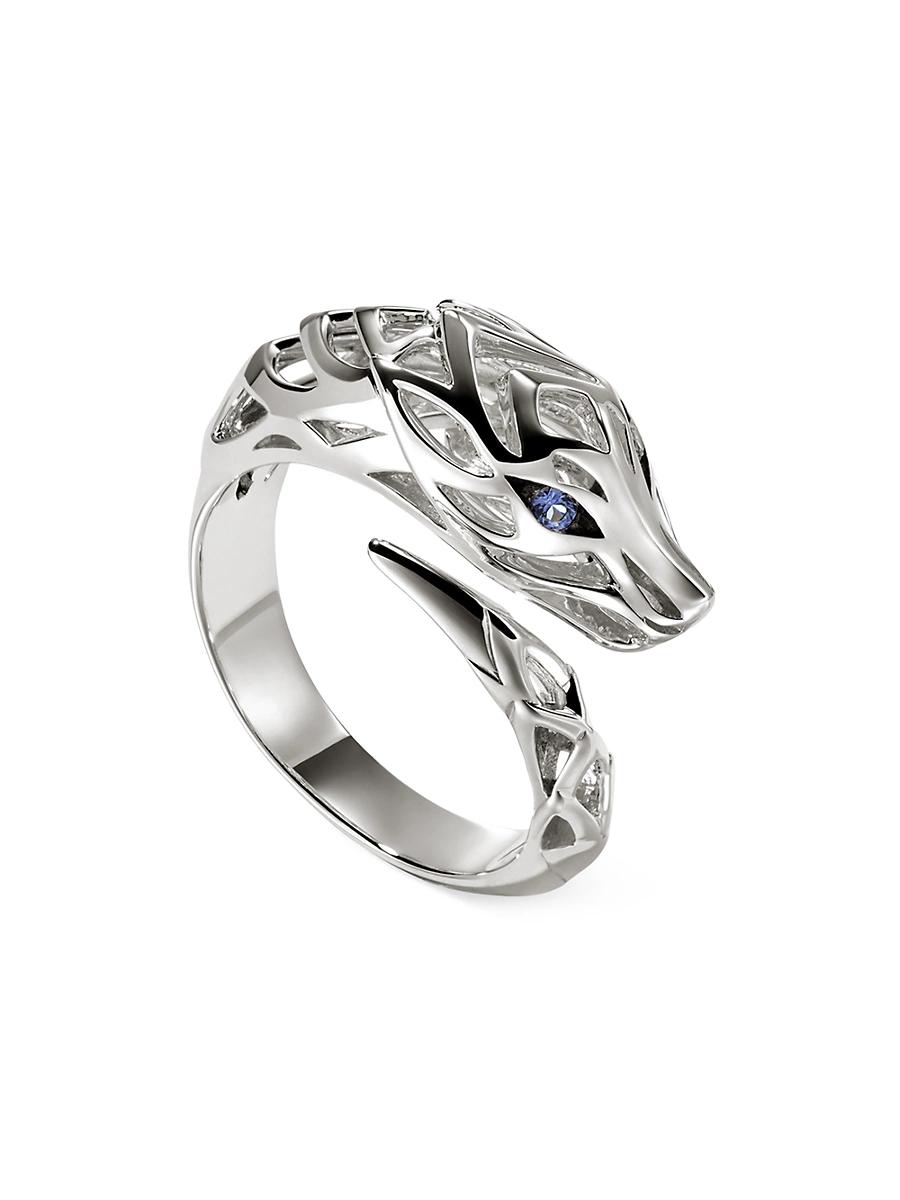 Womens Naga Dragon Sterling Silver & Sapphire Ring Product Image