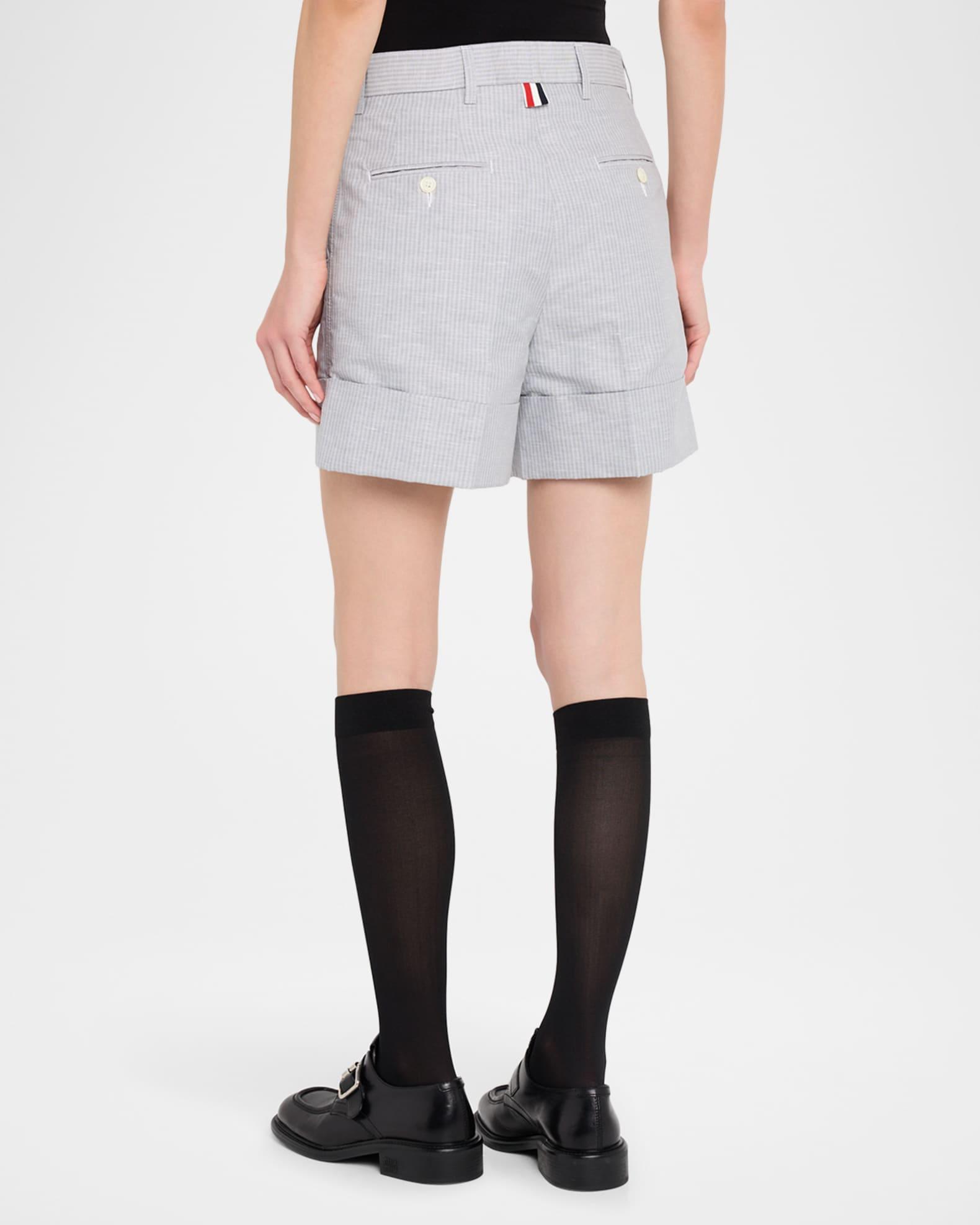 Striped Linen-Cotton Suiting Shorts Product Image