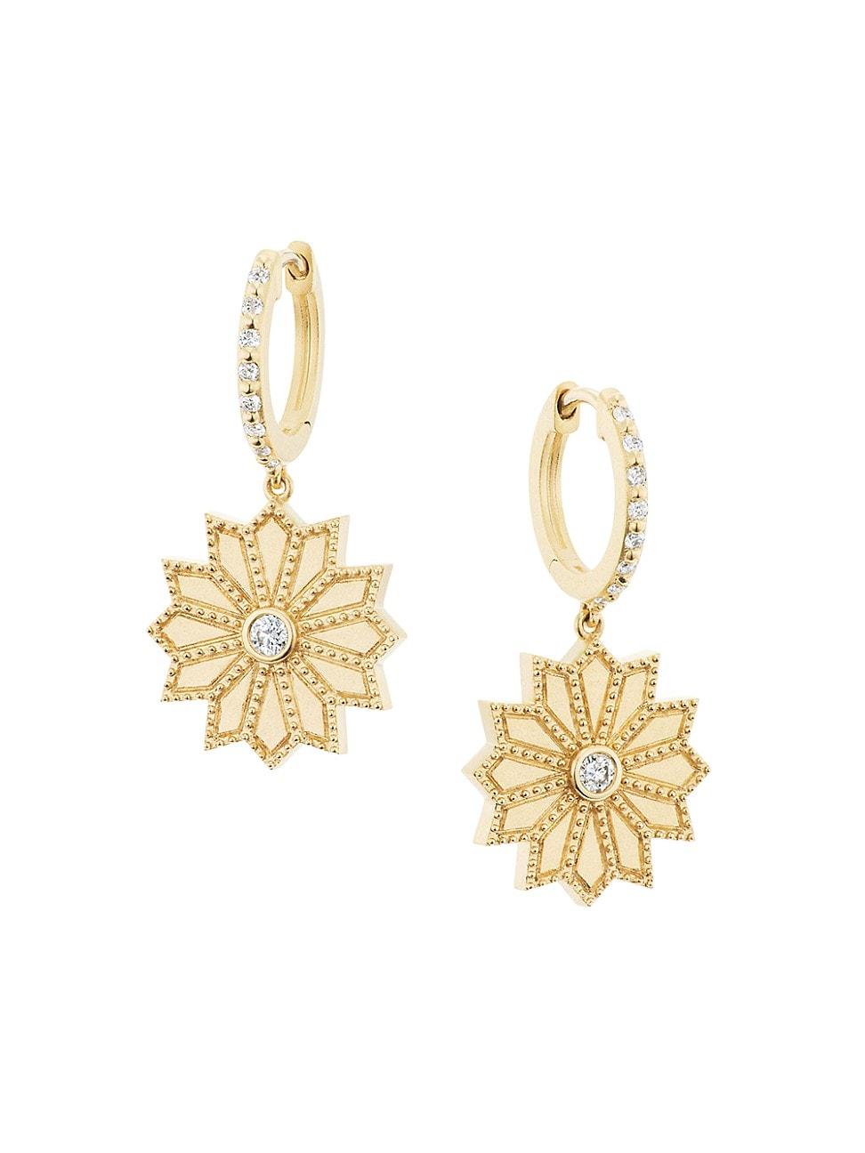 Womens Sacred Flower 18K Yellow Gold & 0.23 TCW Diamond Drop Earrings Product Image